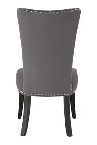 Elegant Grey Cotton And Linen Dining Chair, Durable Dining Chair For Dining Table, Comfortable Dining Chair