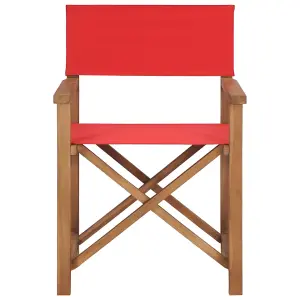 Berkfield Director's Chair Solid Teak Wood Red