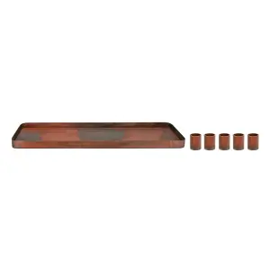 Copper Rectangle Centrepiece Metal with Magnetic Candle Holders H2.5Cm W60cm D20Cm