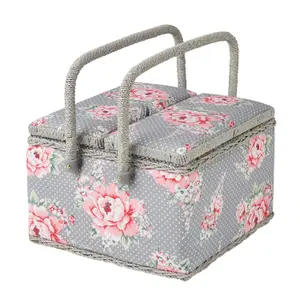 Beautiful Bloom Large Twin Lid Sewing Box 25 x 25 x 17cm - HobbyGift MRLTLE/190