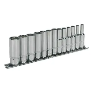 Sealey 13 Pieces 1/4" Square Drive Deep WallDrive Socket Set Silver AK2692