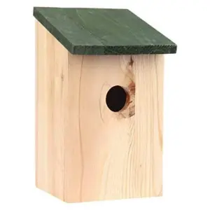 Traditional Wooden Garden Ornaments Outdoor Bird House Slate/ Green Coloured Roof Stunning Garden Bird Box