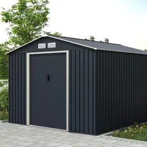 Charles Bentley 8ft x 10ft Metal Garden Storage Outdoor Shed Zinc Frame Grey