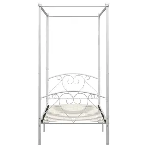 Berkfield Canopy Bed Frame White Metal 100x200 cm