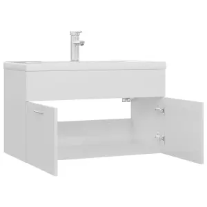 Berkfield Sink Cabinet with Built-in Basin High Gloss White Engineered Wood