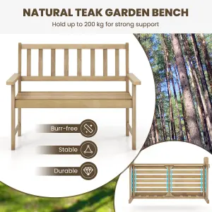 Costway Wood Garden Bench 2-Person Patio Lounger Loveseat Slatted Seat with Backrest