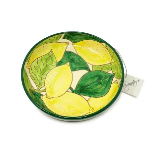 Signature Lemons Hand Painted Ceramic Kitchen Dining Salad/Fruit Bowl (Diam) 23cm