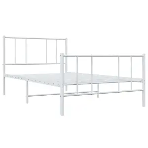 Berkfield Metal Bed Frame with Headboard and Footboard White 100x200 cm