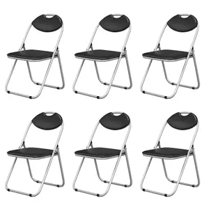 Costway 6 Pack Folding Chair Commercial Grade Metal Guest Chair w/ Padded Seat