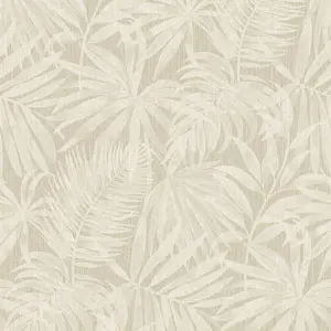 Grandeco Boutique Tropical Palm Leaf PVC-free Eco Wallpaper, Beige