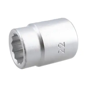 22mm 3/4" Drive Socket 12 Sided 48mm HGV Satin Finish Chrome Vanadium Steel