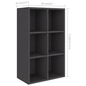 Gardinier Book Cabinet 66 x 30 x 98 cm Engineered Wood Grey