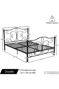 Vida Designs Chicago Black 4ft6 Double Metal Bed Frame