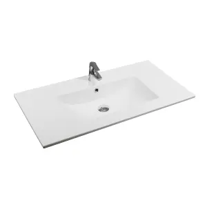 4001A Ceramic 90cm x 45cm Thin-Edge Inset Basin with Scooped Bowl