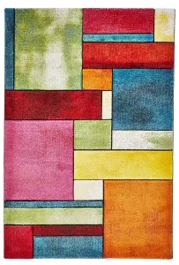 Geometric Multi Rug, Stain-Resistant Rug, Modern Multi Rug for Bedroom, Living Room, & Dining Room-80cm X 150cm