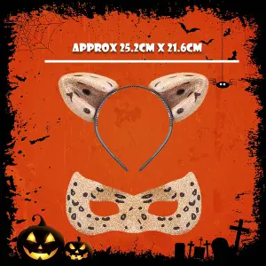 Halloween Cats Ears and Mask Set Halloween Party, Trick or Treat  Gold Glitter