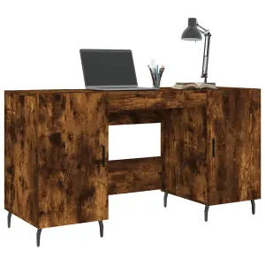 Berkfield Desk Smoked Oak 140x50x75 cm Engineered Wood