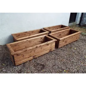 Traditional Extra Large Wooden Trough Planter x 4