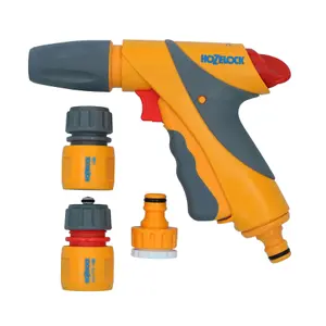 Hozelock Jet Spray Plus Nozzle Garden Hose Pipe Water Gun & 3 Fittings Yard