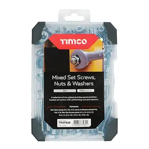 Timco - Mixed Tray - Set Screws Nuts Washers - Zinc (Size 199pcs - 199 Pieces)