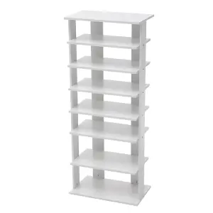 7 Tiers White Vertical Household Space Saving Shoe Rack Entryway Shoe Storage Shelf Unit