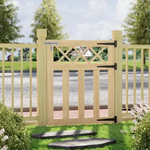 Rustic Cross Top Wooden Pedestrian Gate for Gardens and Yards 76m W x 90cm H