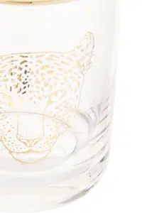 Interiors by Premier Loepard Print Glass Tumbler, Handcrafted 380ml Tall Tumbler Glassware, Safari-Inspired Tumbler For Wine