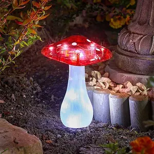 Set of 3 Mushroom Lights Garden Outdoor Décor Waterproof Ornaments for Garden