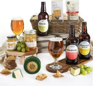 Ploughmans Beer & Cheese Hamper For Men - Trio Of Fine British Ales & Premium Snacks - Beer Gifts For Men, Birthday Hamper Gifts For Men, Food Gifts