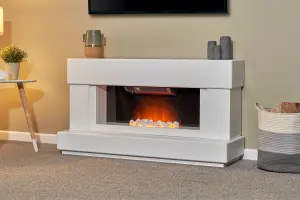 Adam Verona Fireplace Suite in Pure White, 48 Inch