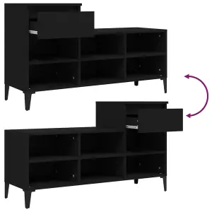 Berkfield Shoe Cabinet Black 102x36x60 cm Engineered Wood