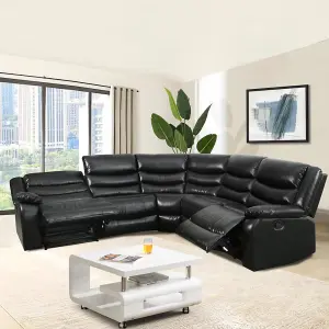 Sorreno Bonded Leather Recliner Corner Sofa In Black