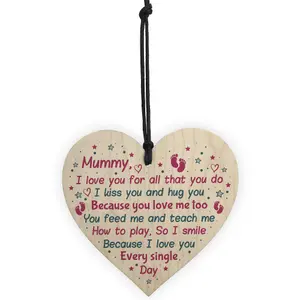 Red Ocean Mum Birthday Christmas Mummy To Be Wooden Heart From Bump Baby Gift Keepsake