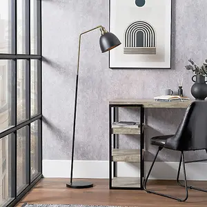 Black and Gold Task Floor Lamp