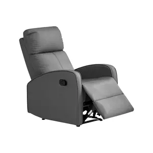 Manual Reclining Armchair in Grey Leather - Parma