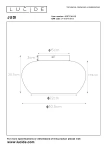 Lucide Judi Modern Flush Ceiling Light 30.5cm- 1xE27 - Smoke Grey