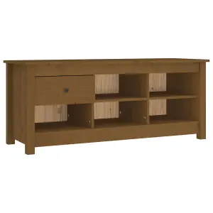 Berkfield Shoe Cabinet Honey Brown 110x38x45.5 cm Solid Wood Pine