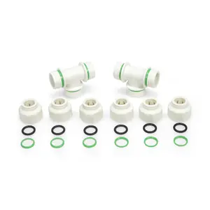 Twist-Loc 15mm Push Fit Tee White - 2 Pack