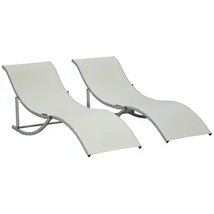 Outsunny Set of 2 Zero Gravity Lounge Chair Recliners Sun Lounger Beige