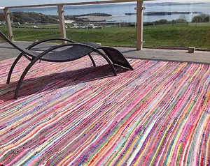 RAINBOW Rug Outdoor and Indoor Multicolour Flat Weave Style 75 cm x 240 cm