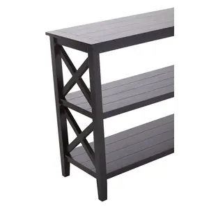 Interiors by Premier Three Shelf Wide Black Book Case, Pine Wood Tall Book Shelf, Large Book Case for Home & Office