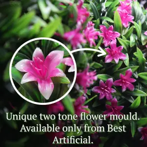 Best Artificial 23cm Pink Lily Hanging Basket Flower Topiary Ball - Suitable for Outdoor Use - Weather & Fade Resistant