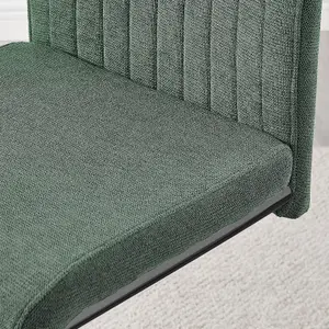 Furniturebox UK Lorenzo 2x Green Fabric Black Leg Dining Chair