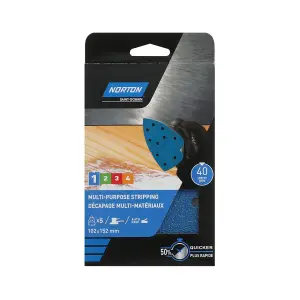 Norton 40 grit Blue Sanding sheet (L)152mm (W)102mm, Pack of 5