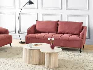 3 Seater Fabric Sofa Burgundy HOBRO