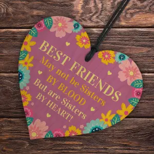 Red Ocean Best Friends Wooden Friendship Hanging Heart Birthday Gift For Her Novelty Friendship Gift For Women