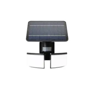 Black Solar-powered Cold white Integrated LED Floodlight 800lm