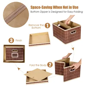 Costway 2 PCS Folding Bamboo Woven Square Storage Bin