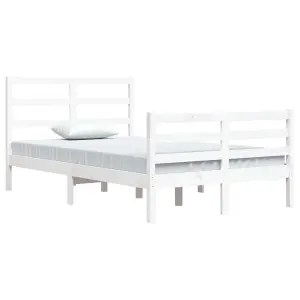 Berkfield Bed Frame White Solid Wood Pine 120x200 cm