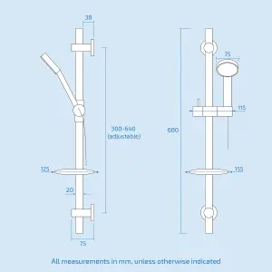 Nes Home One-Dial One-Way Push Button Thermostatic Mixer Valve, Slider Rail Kit